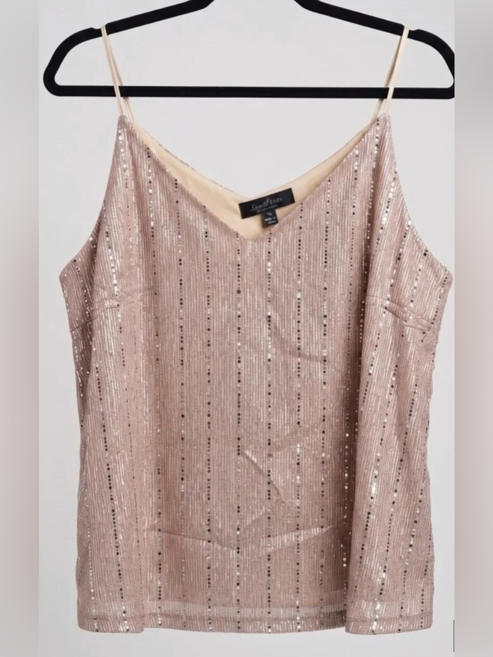 Sweet Rain Pink Sequin Spaghetti Strap Camisole